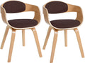 Set van 2 Eetkamerstoelen - Moderne Stoelen - Hoog Comfort Kleur natuur/bruin