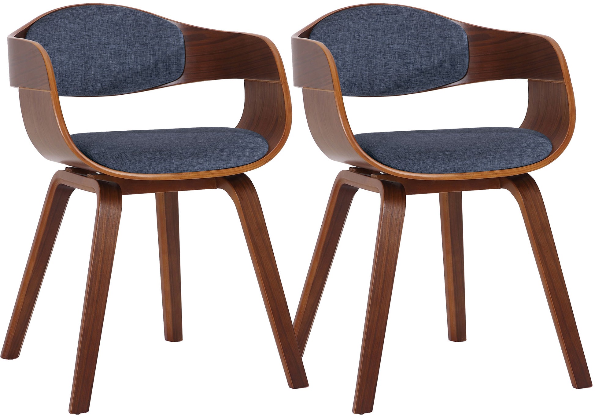 2-delige set Bezoekersstoelen - Conferentiestoelen - Stabiele Constructie Kleur walnoot/blau Onderstel Kleur walnoot