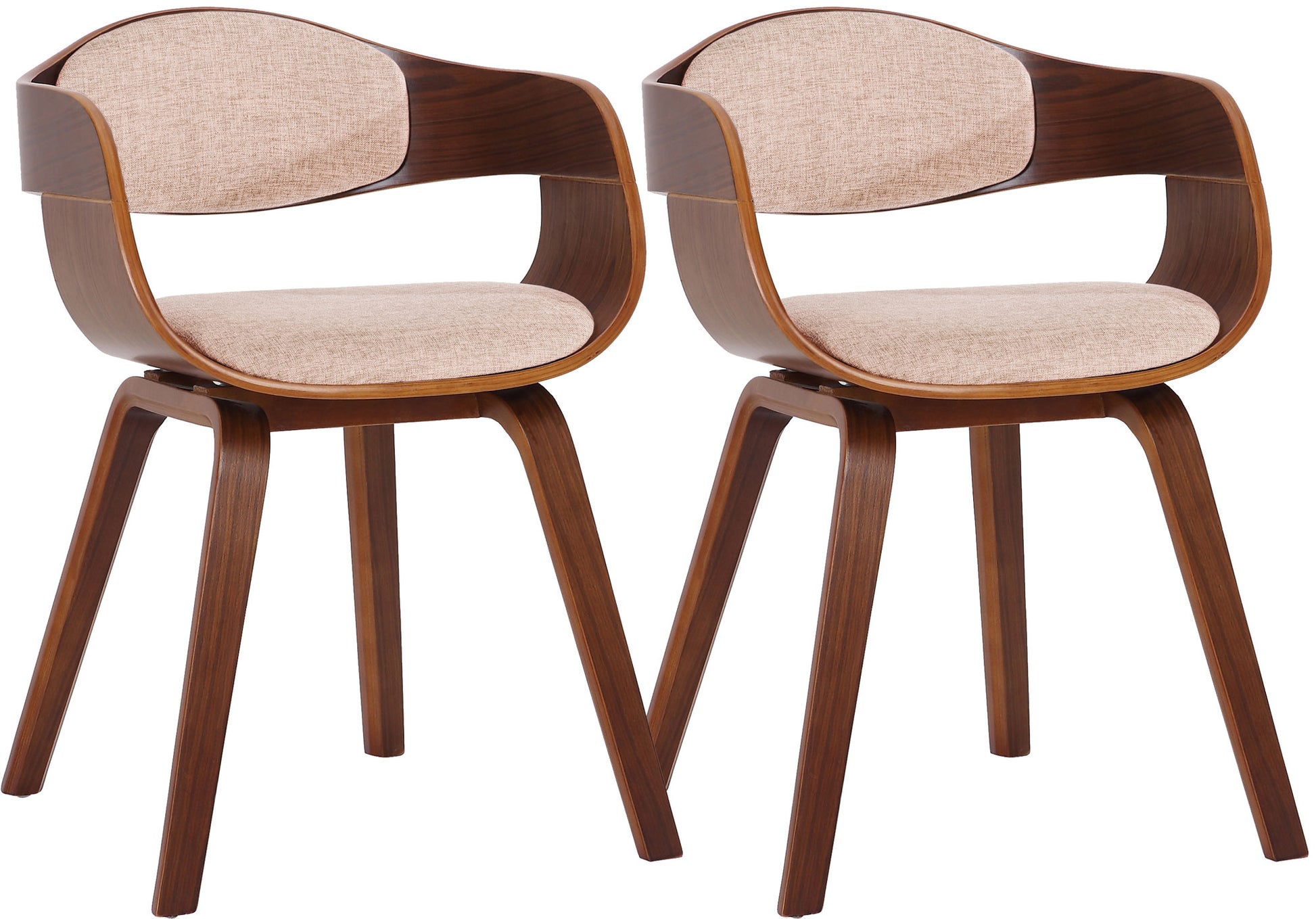 2-delige set Bezoekersstoelen - Conferentiestoelen - Stabiele Constructie Kleur walnoot/creme Onderstel Kleur walnoot
