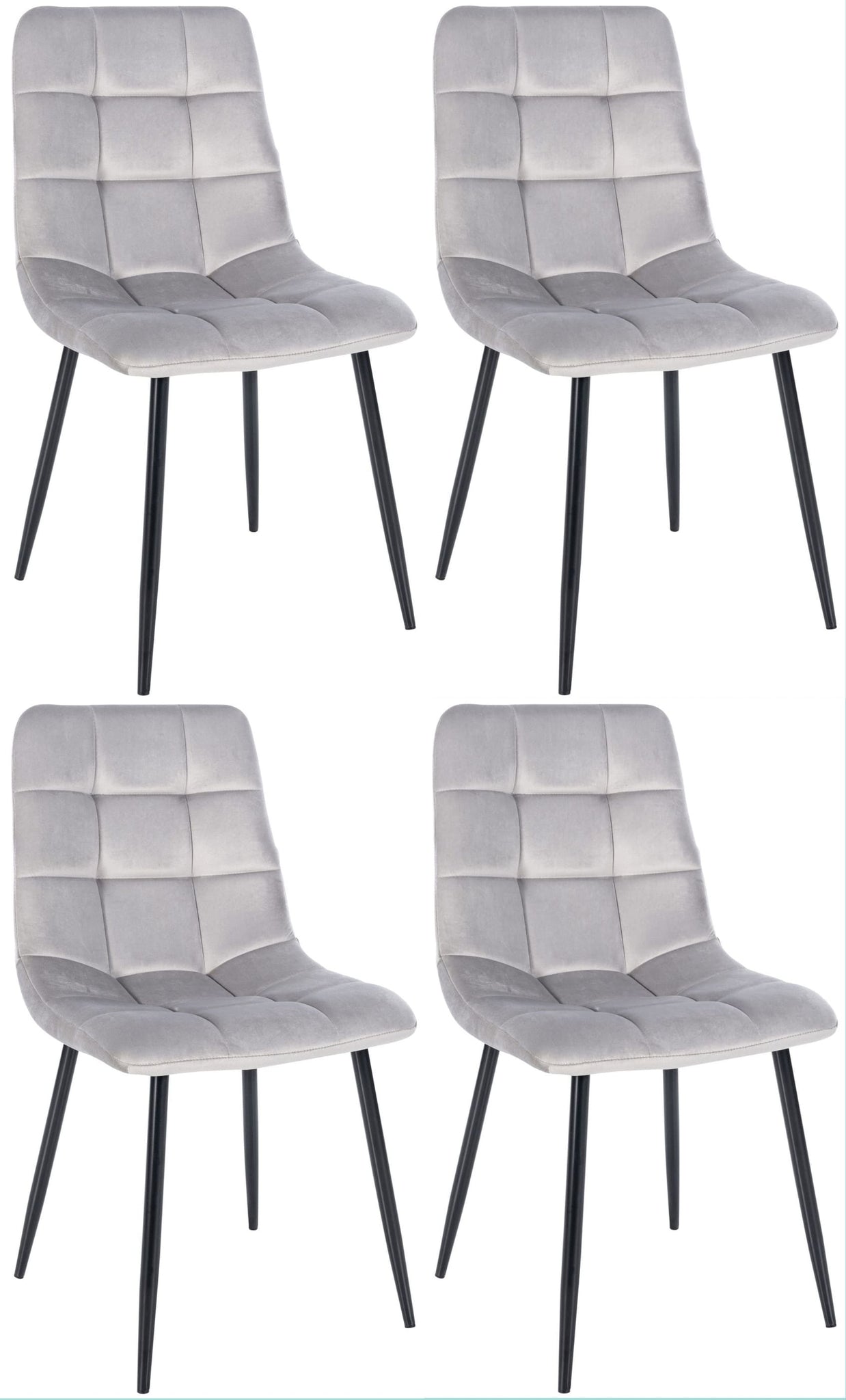 4-delige Set Eetkamerstoelen - Keukenstoelen - Comfortabele Bekleding Kleur grijs