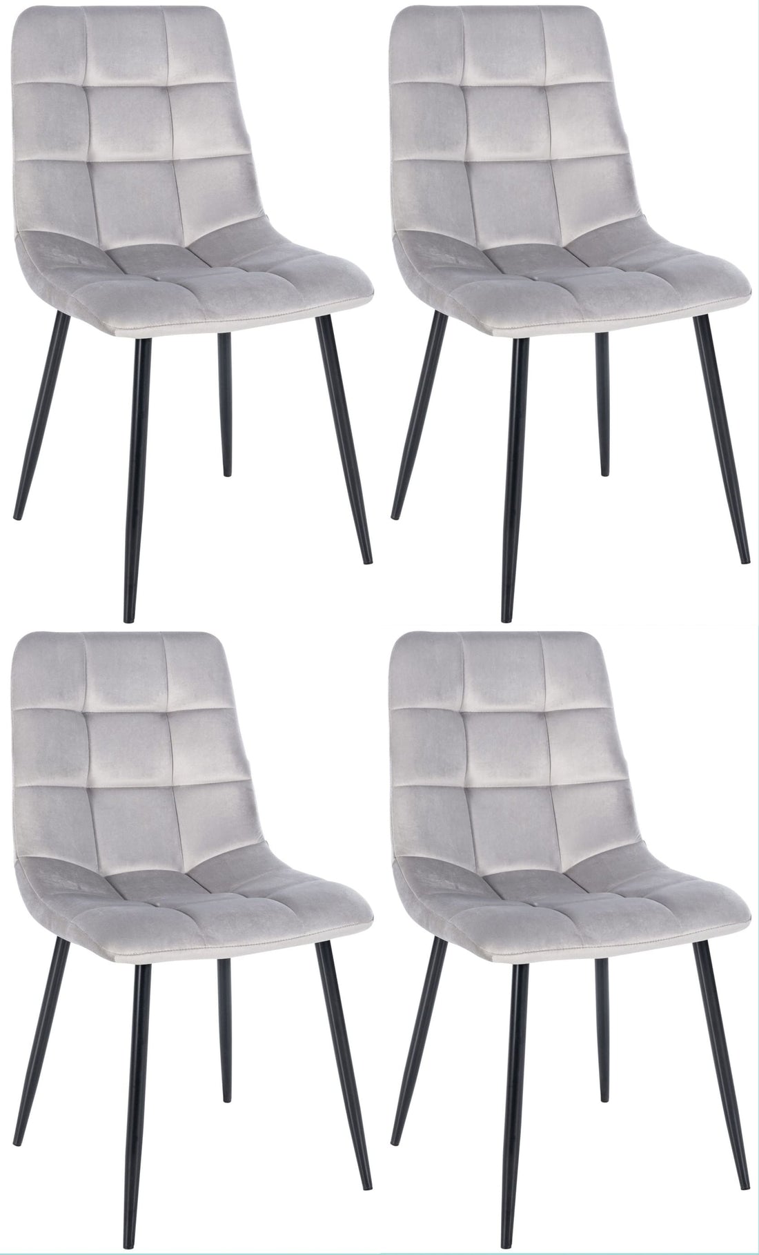 4-delige Set Eetkamerstoelen - Keukenstoelen - Comfortabele Bekleding Kleur grijs