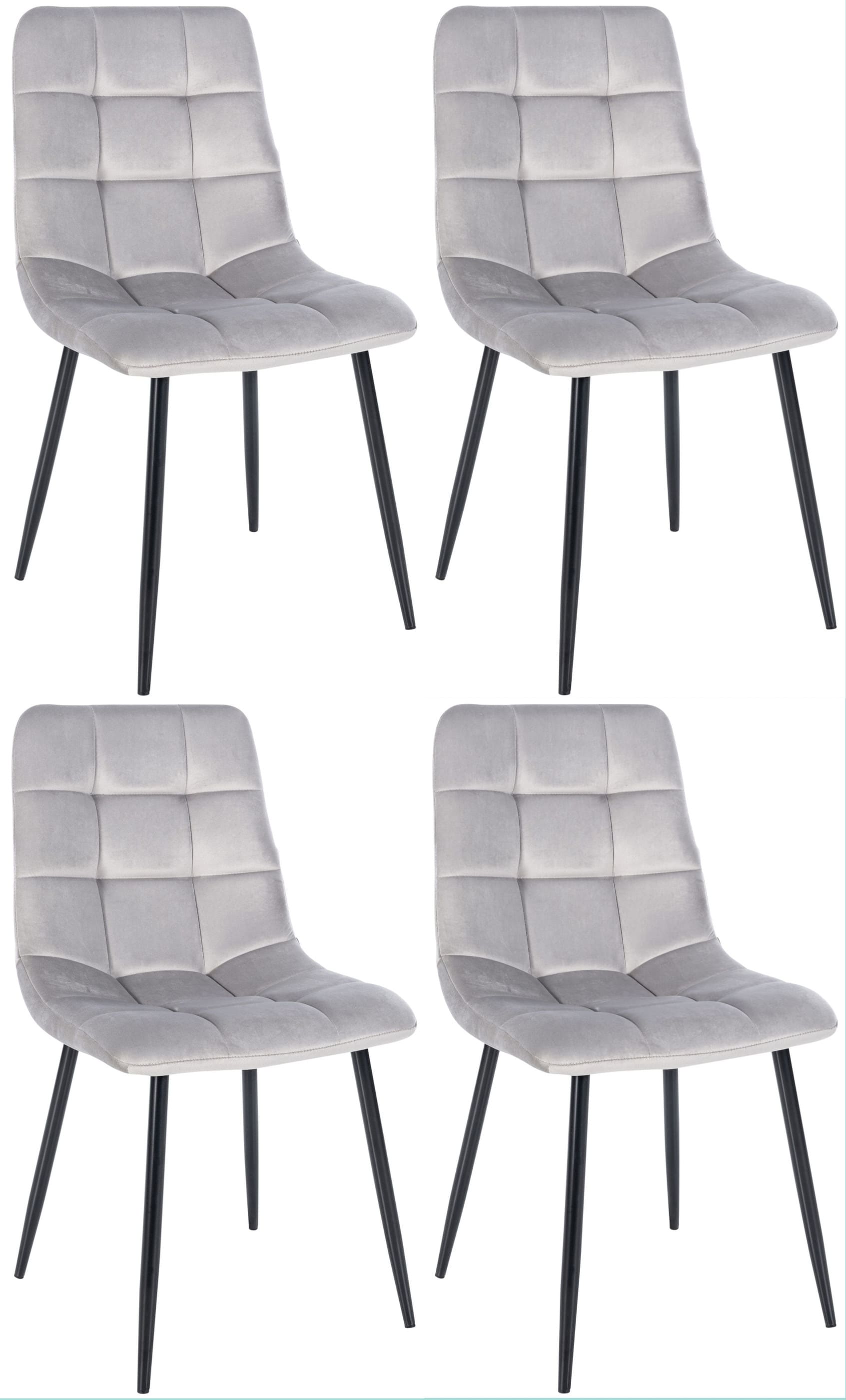 4-delige Set Eetkamerstoelen - Keukenstoelen - Comfortabele Bekleding Kleur grijs