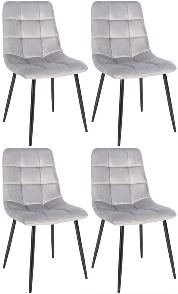 4-delige Set Eetkamerstoelen - Keukenstoelen - Comfortabele Bekleding Kleur grijs