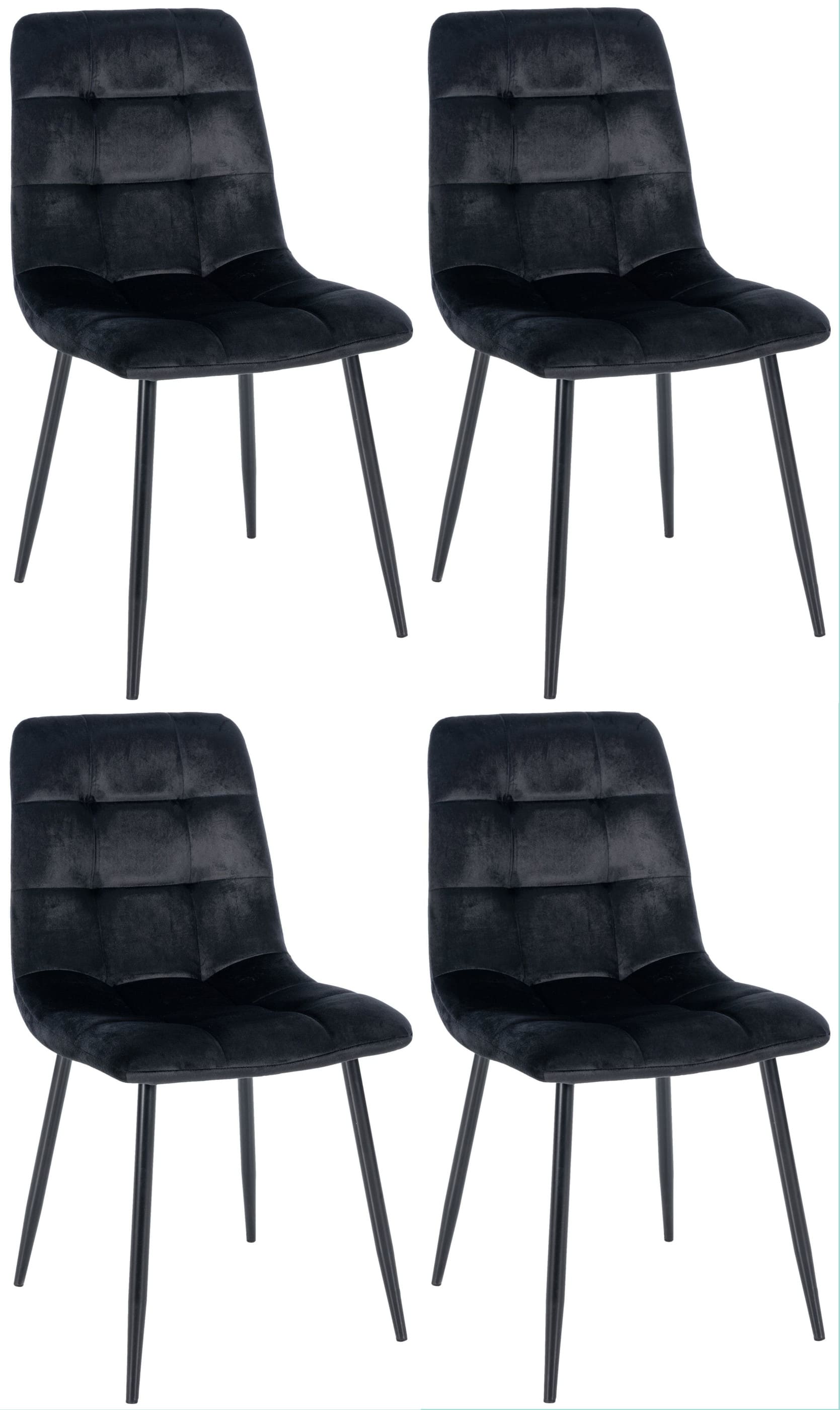 4-delige Set Eetkamerstoelen - Keukenstoelen - Comfortabele Bekleding Kleur zwart