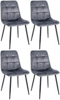 4-delige Set Eetkamerstoelen - Keukenstoelen - Comfortabele Bekleding Kleur donkergrijs