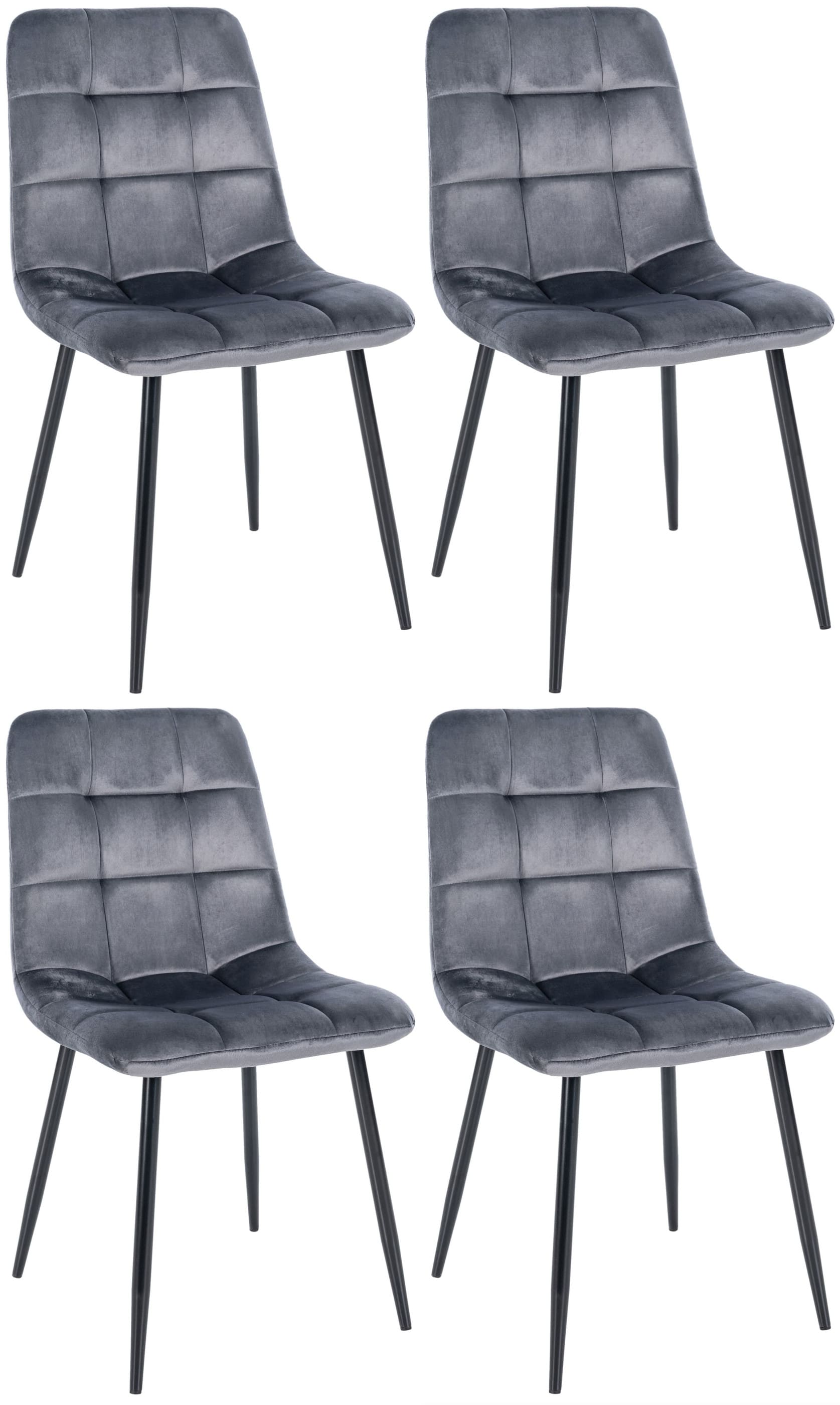 4-delige Set Eetkamerstoelen - Keukenstoelen - Comfortabele Bekleding Kleur donkergrijs