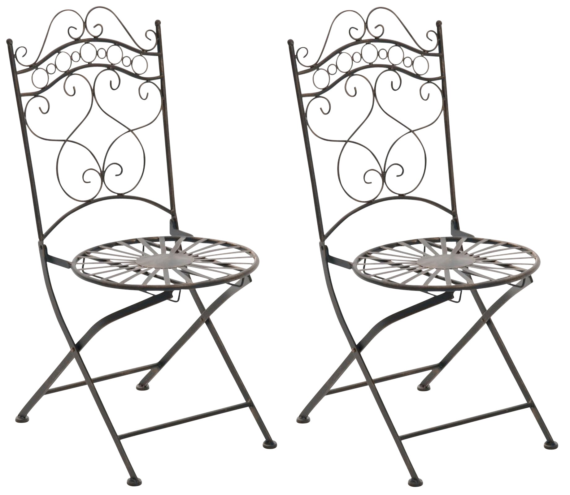 Set van 2 Nostalgische Klapstoelen - Retro Stijl - Uiterst Stabiel Design Kleur brons