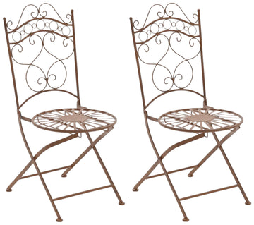 2-delige Set Retro Tuinstoelen - Nostalgische Stoelen - Handgemaakte Antieke Patina Kleur antiek bruin