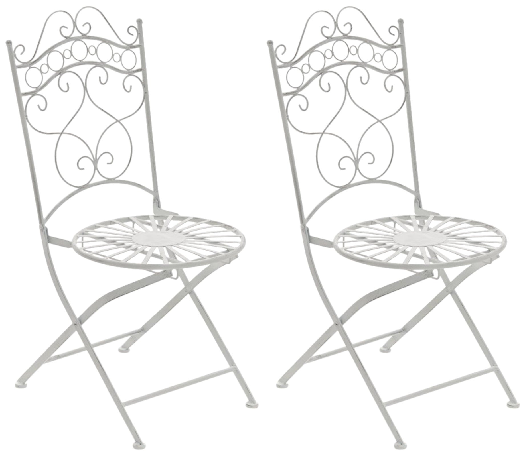 2-delige Set Retro Tuinstoelen - Nostalgische Stoelen - Handgemaakte Antieke Patina Kleur antiek wit