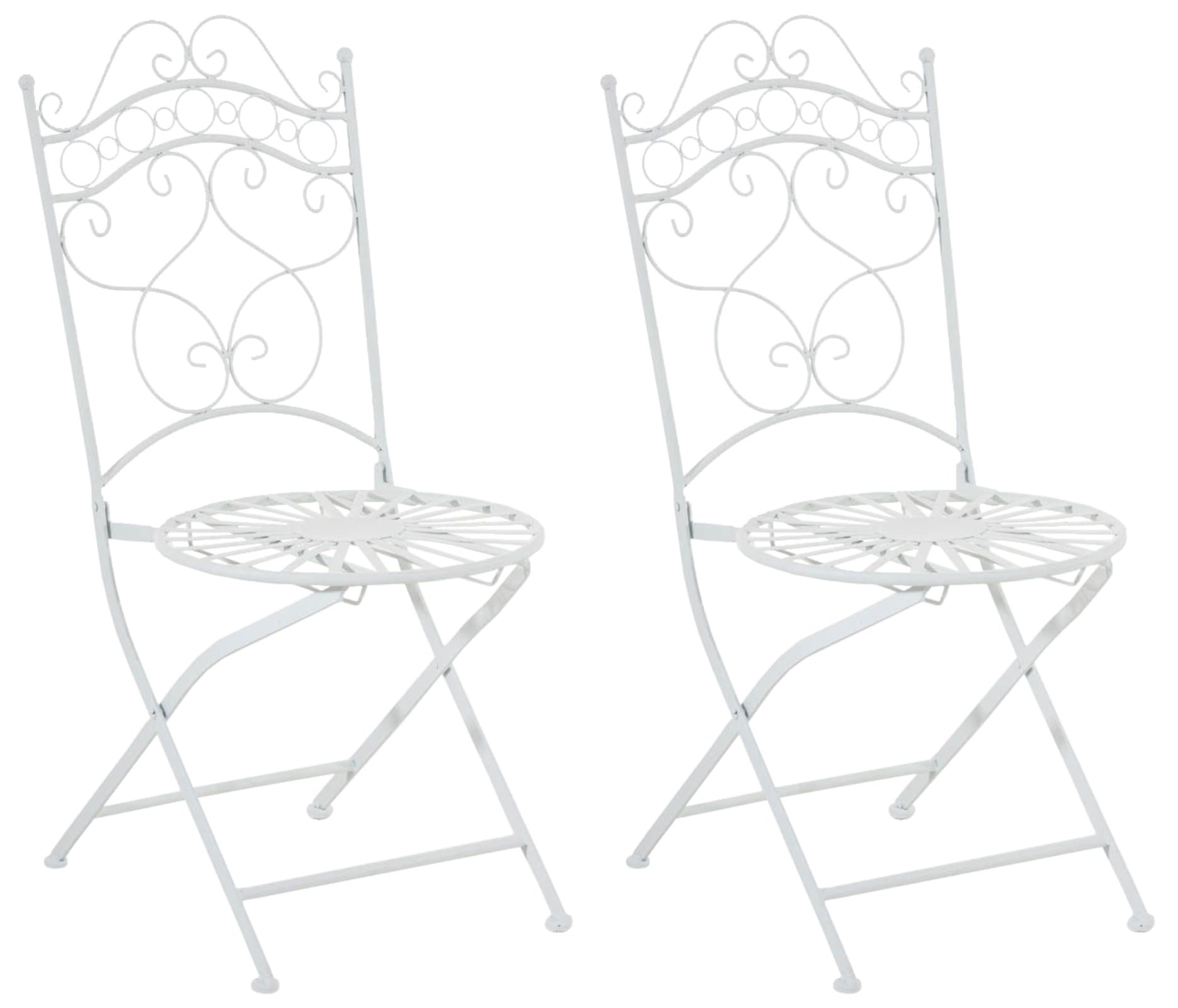 2-delige Set Retro Tuinstoelen - Nostalgische Stoelen - Handgemaakte Antieke Patina Kleur wit