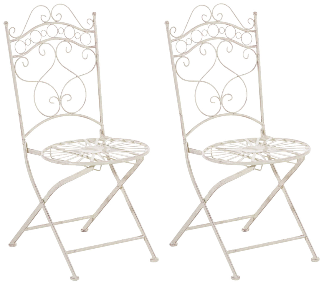 2-delige set Inklapbare Stoelen - Nostalgische Stijl - Handgemaakte Details Kleur antiek-crème