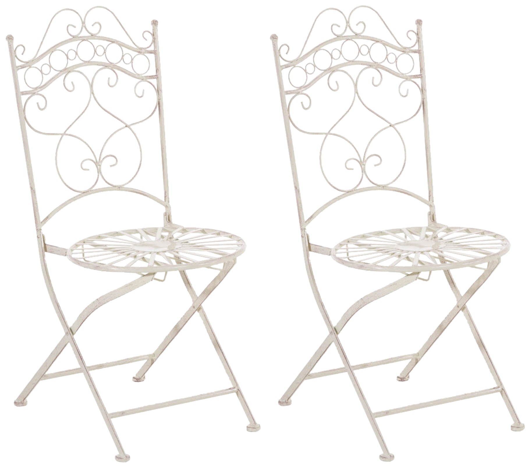 2-delige set Inklapbare Stoelen - Nostalgische Stijl - Handgemaakte Details Kleur antiek-crème