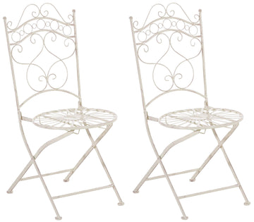 2-delige set Inklapbare Stoelen - Nostalgische Stijl - Handgemaakte Details Kleur antiek-crème