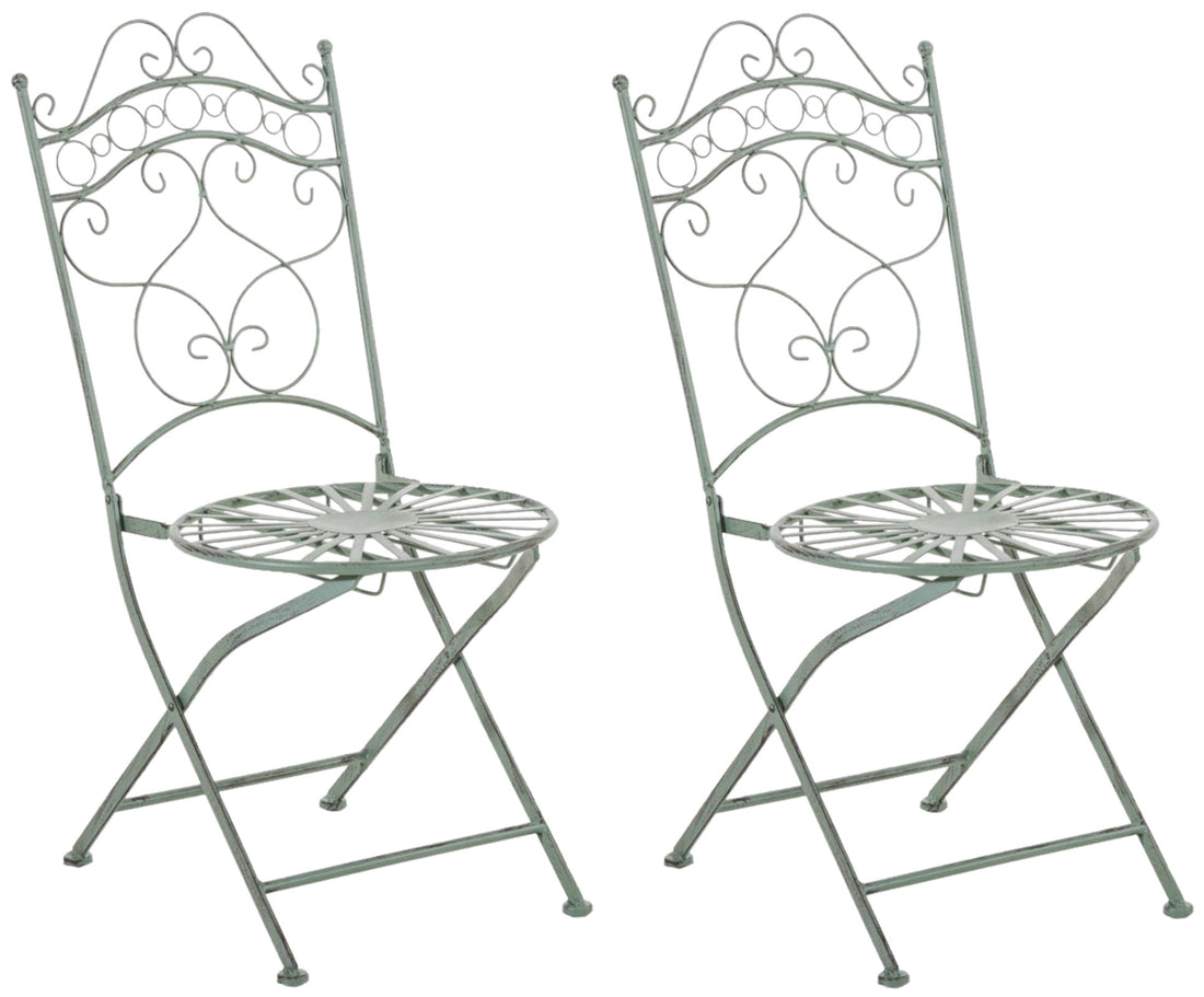 2-delige set Klapstoelen - Vouwstoelen - Nostalgisch Design, Antieke Patina, Handgemaakt Kleur antiek-groen