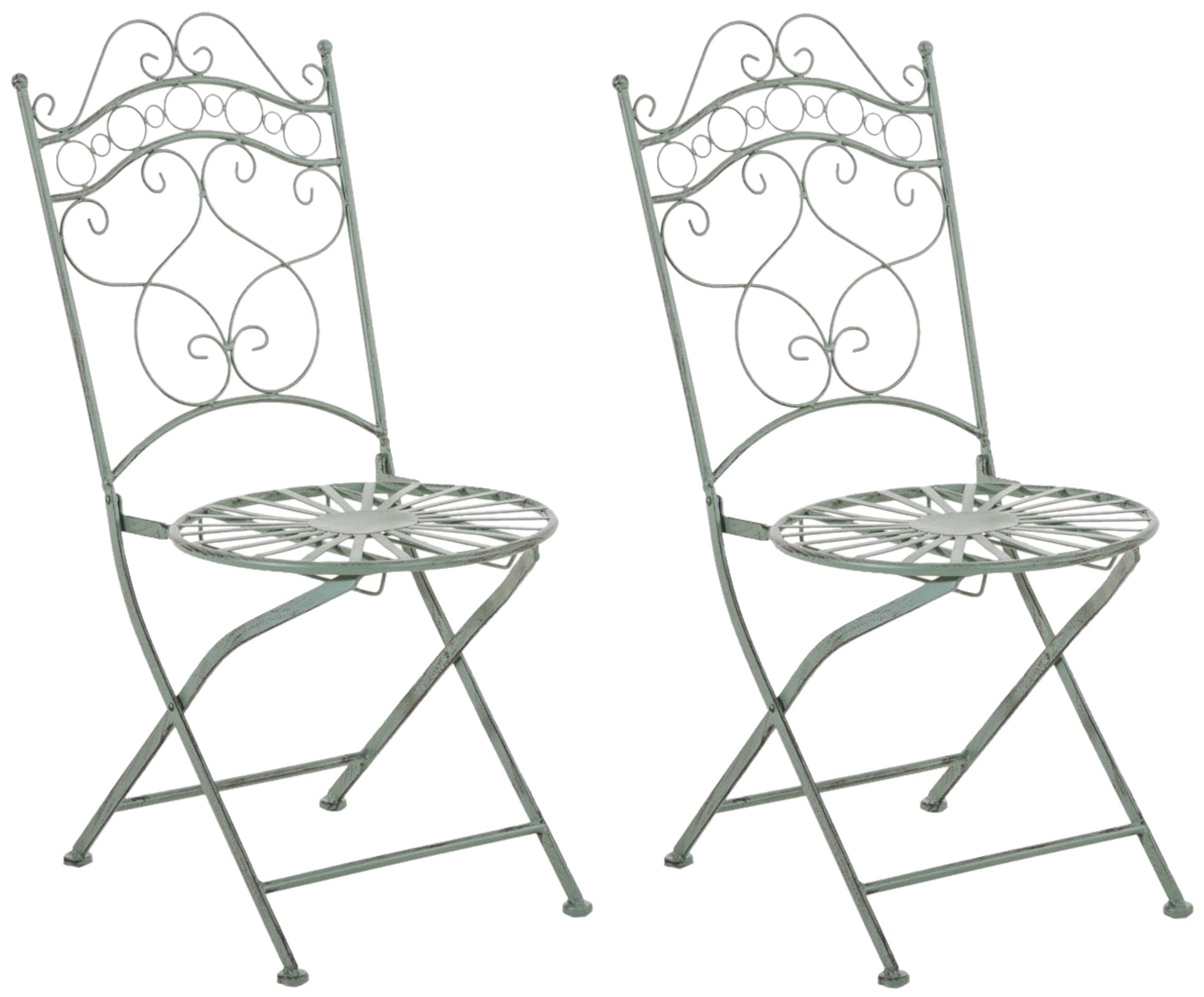 2-delige set Klapstoelen - Vouwstoelen - Nostalgisch Design, Antieke Patina, Handgemaakt Kleur antiek-groen