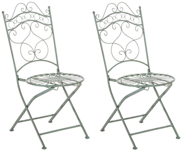 2-delige set Klapstoelen - Vouwstoelen - Nostalgisch Design, Antieke Patina, Handgemaakt Kleur antiek-groen