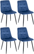 4-delige Set Eetkamerstoelen - Keukenstoelen - Comfortabele Bekleding Kleur blauw