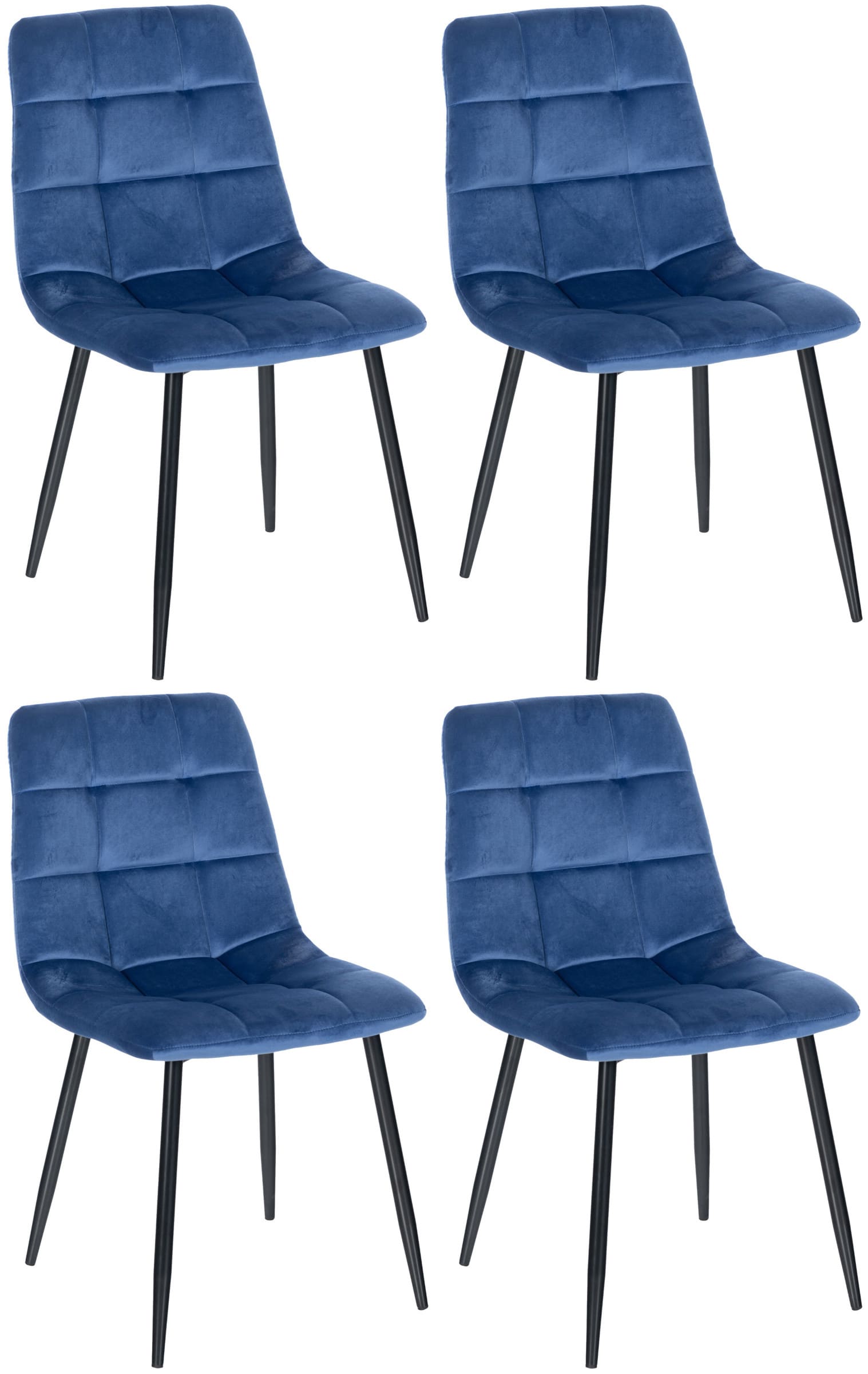 4-delige Set Eetkamerstoelen - Keukenstoelen - Comfortabele Bekleding Kleur blauw