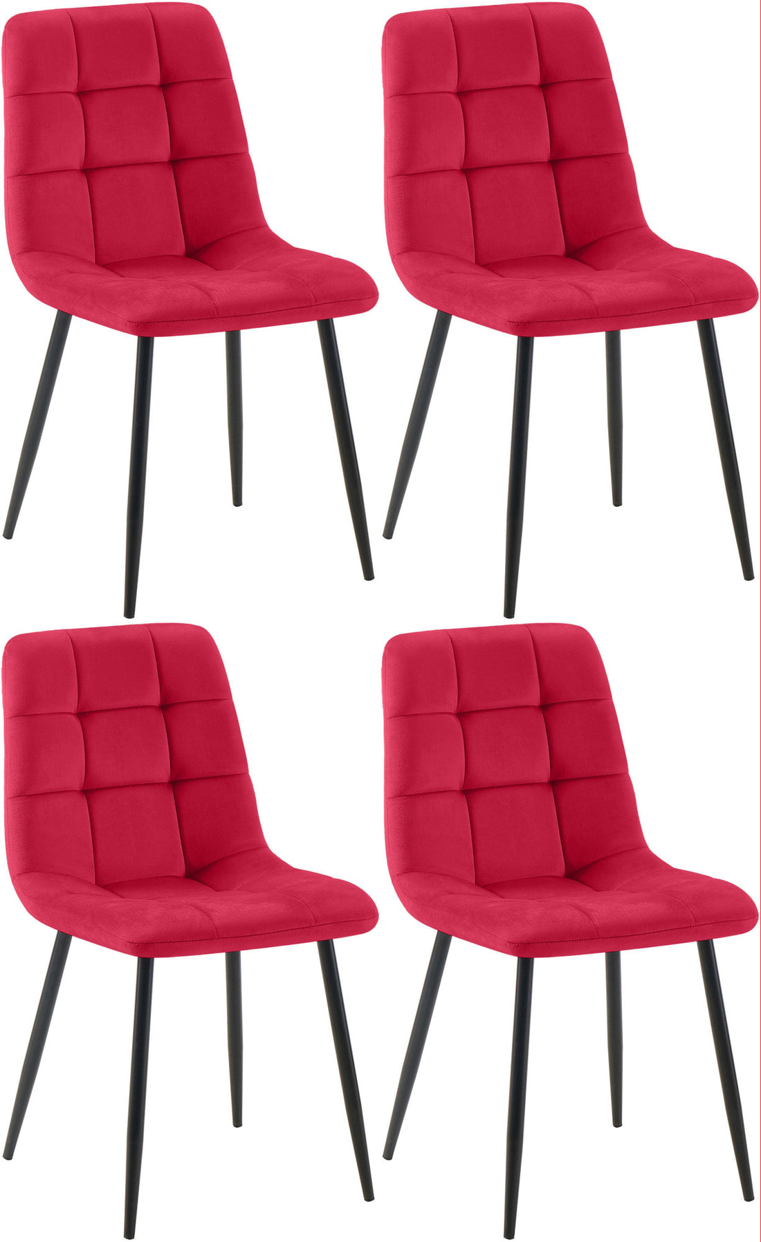 Set van 4 Eetkamerstoelen - Keukenstoelen - Langdurig Zitcomfort Kleur rood