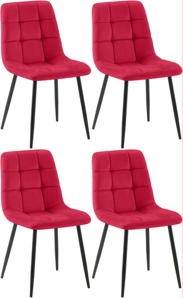 Set van 4 Eetkamerstoelen - Keukenstoelen - Langdurig Zitcomfort Kleur rood