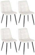 4-delige Set Eetkamerstoelen - Keukenstoelen - Comfortabele Bekleding Kleur crèmewit