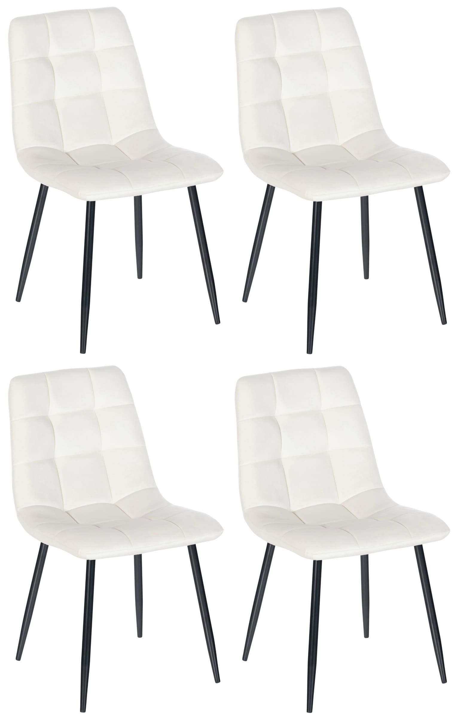 4-delige Set Eetkamerstoelen - Keukenstoelen - Comfortabele Bekleding Kleur crèmewit