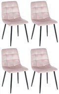 4-delige Set Eetkamerstoelen - Keukenstoelen - Comfortabele Bekleding Kleur roze