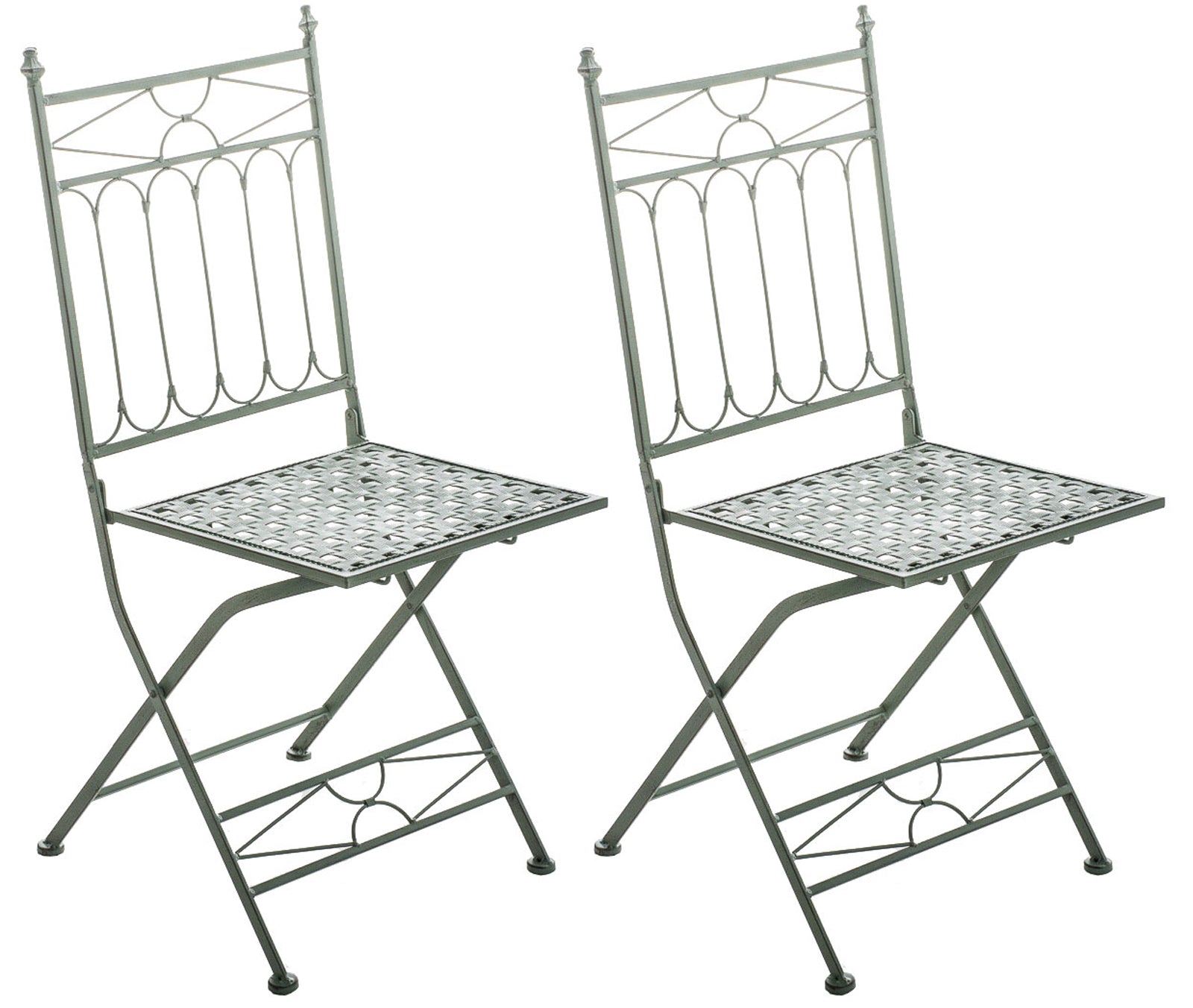 2-delige set Klapstoelen - Vouwstoelen - Nostalgisch Design, elegante blikvanger in de tuin Kleur antiek-groen