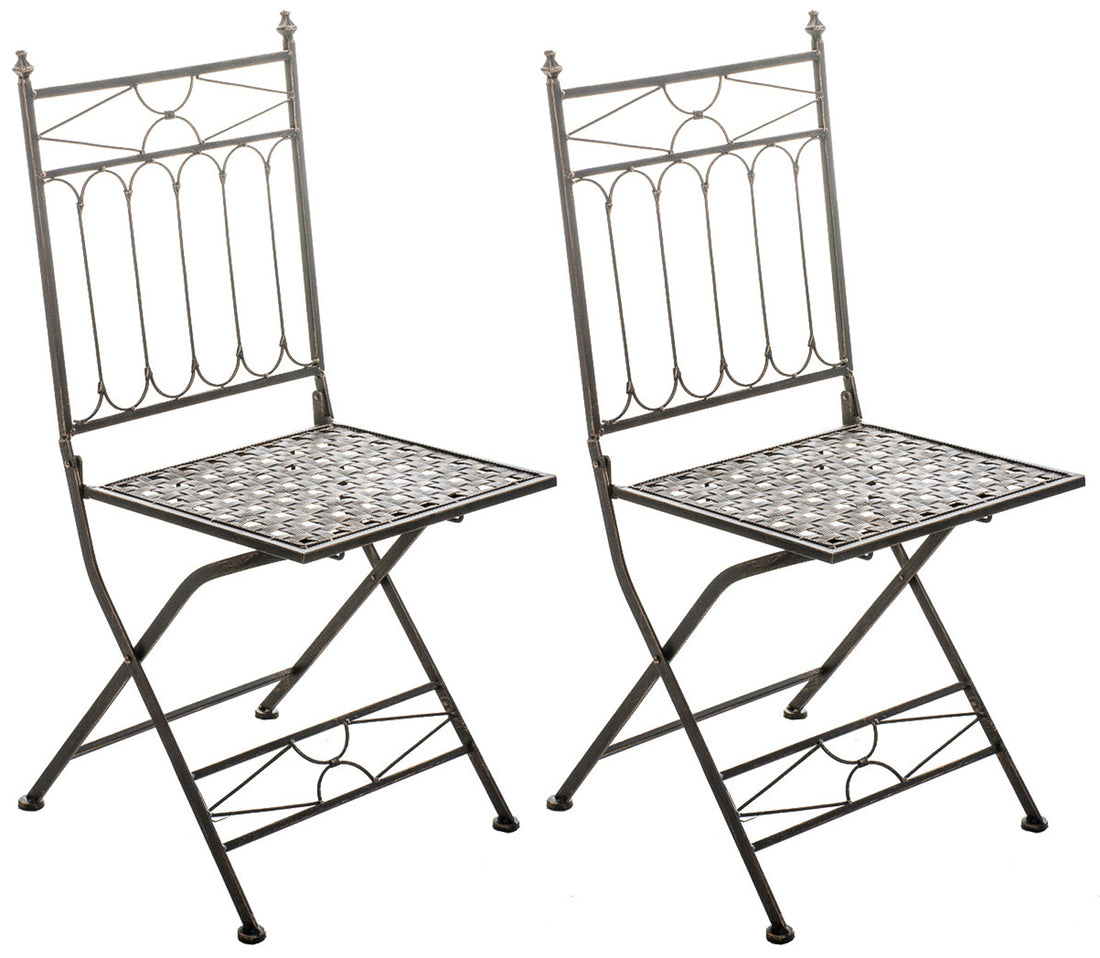 Set van 2 Nostalgische Klapstoelen - Vintage Stijl - Handgemaakte Ornamenten Kleur brons