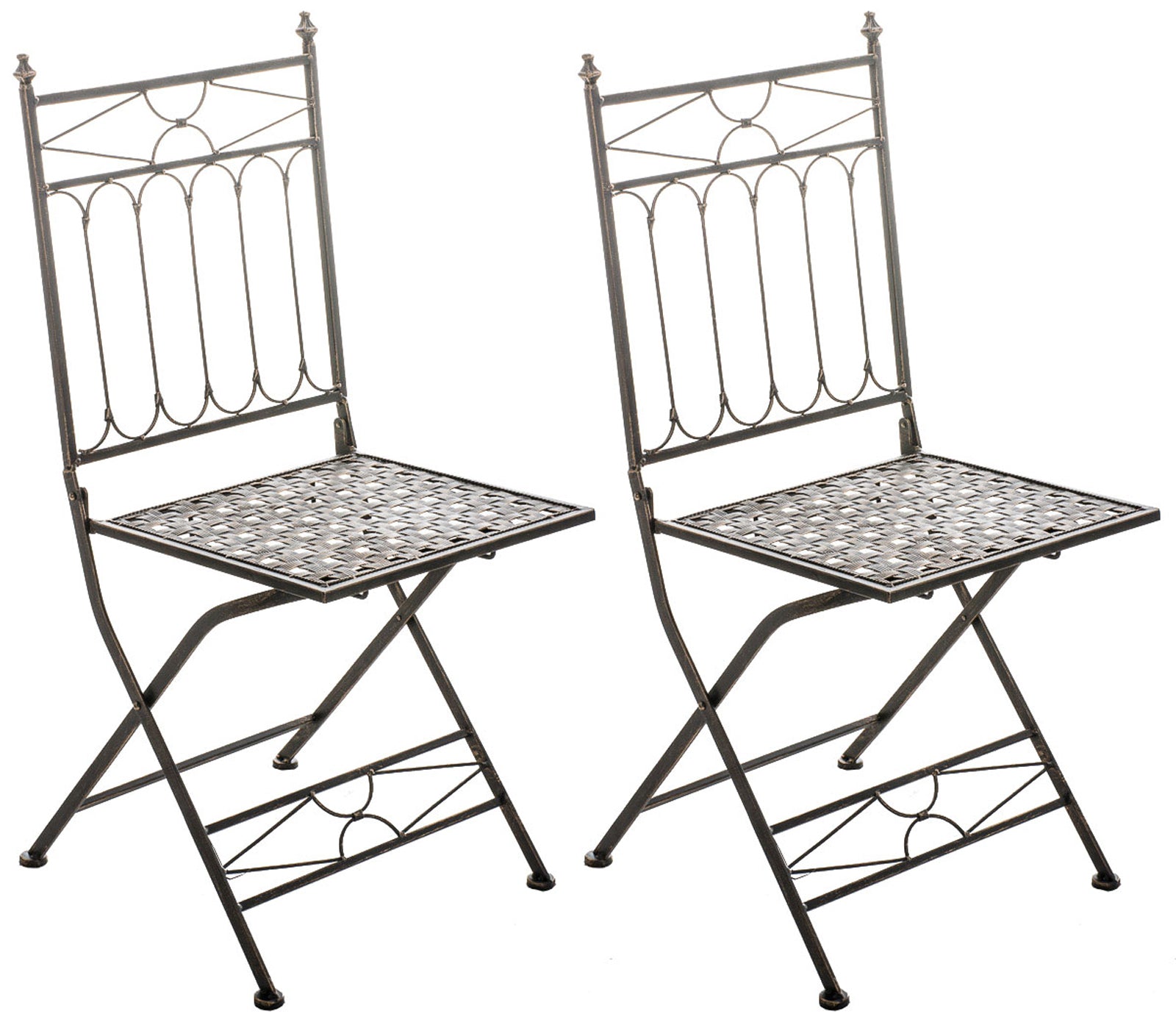 Set van 2 Nostalgische Klapstoelen - Vintage Stijl - Handgemaakte Ornamenten Kleur brons