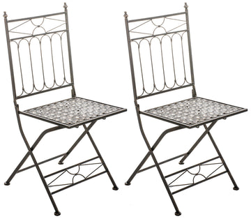 Set van 2 Nostalgische Klapstoelen - Vintage Stijl - Handgemaakte Ornamenten Kleur brons