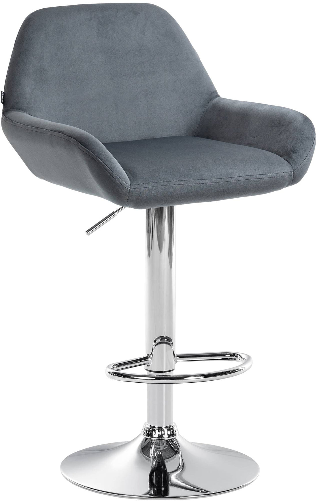 Moderne Fluwelen Barkruk - Velvet Kruk - Hoge Zithoogte & 360° Draaibaar Kleur donkergrijs Onderstel Kleur chroom