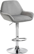 Moderne Fluwelen Barkruk - Velvet Kruk - Hoge Zithoogte & 360° Draaibaar Kleur grijs Onderstel Kleur chroom