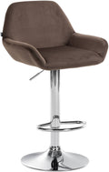 Moderne Fluwelen Barkruk - Velvet Kruk - Hoge Zithoogte & 360° Draaibaar Kleur bruin Onderstel Kleur chroom
