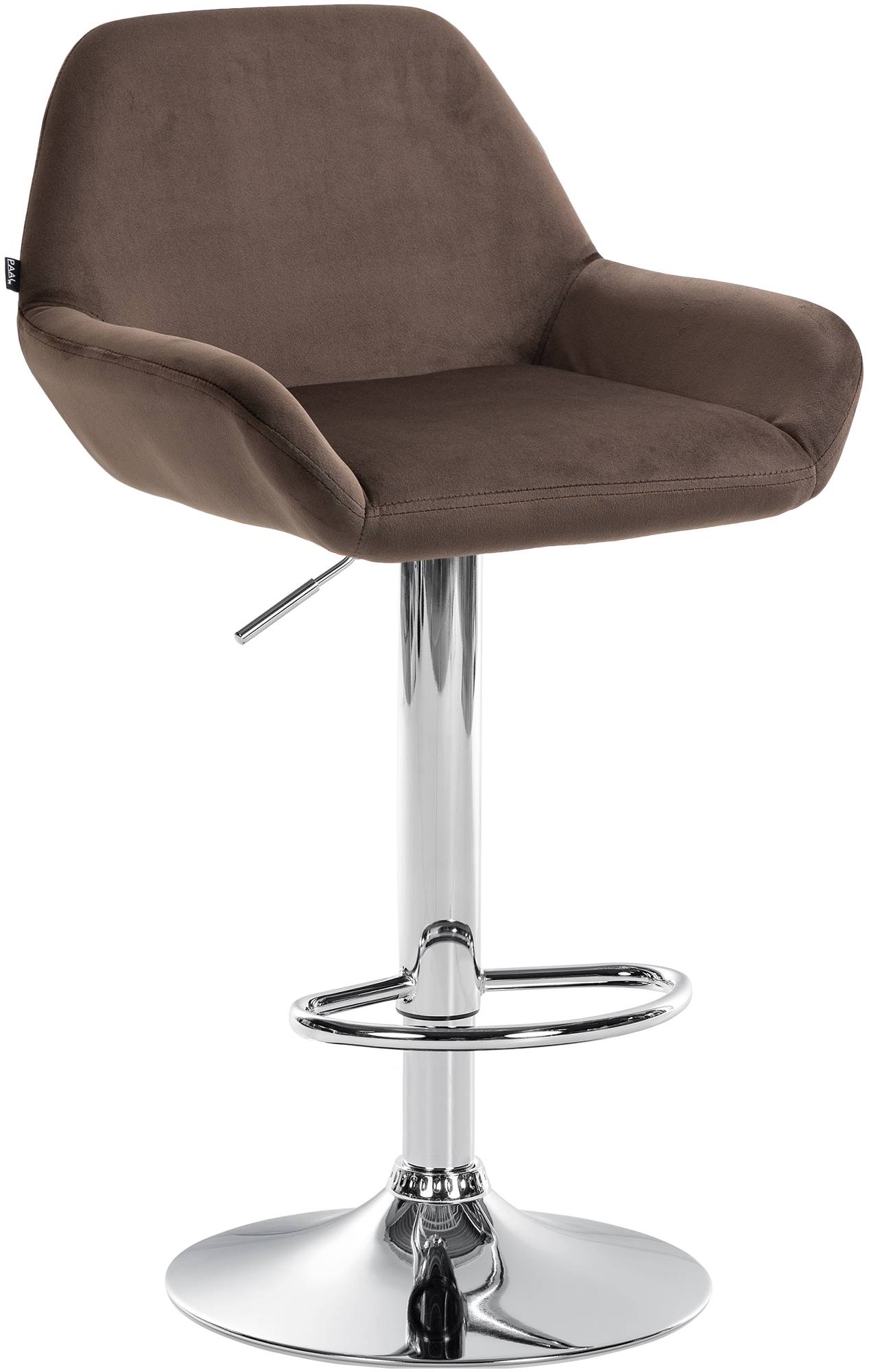 Moderne Fluwelen Barkruk - Velvet Kruk - Hoge Zithoogte & 360° Draaibaar Kleur bruin Onderstel Kleur chroom