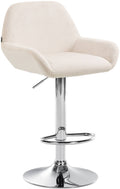 Moderne Fluwelen Barkruk - Velvet Kruk - Hoge Zithoogte & 360° Draaibaar Kleur crème Onderstel Kleur chroom