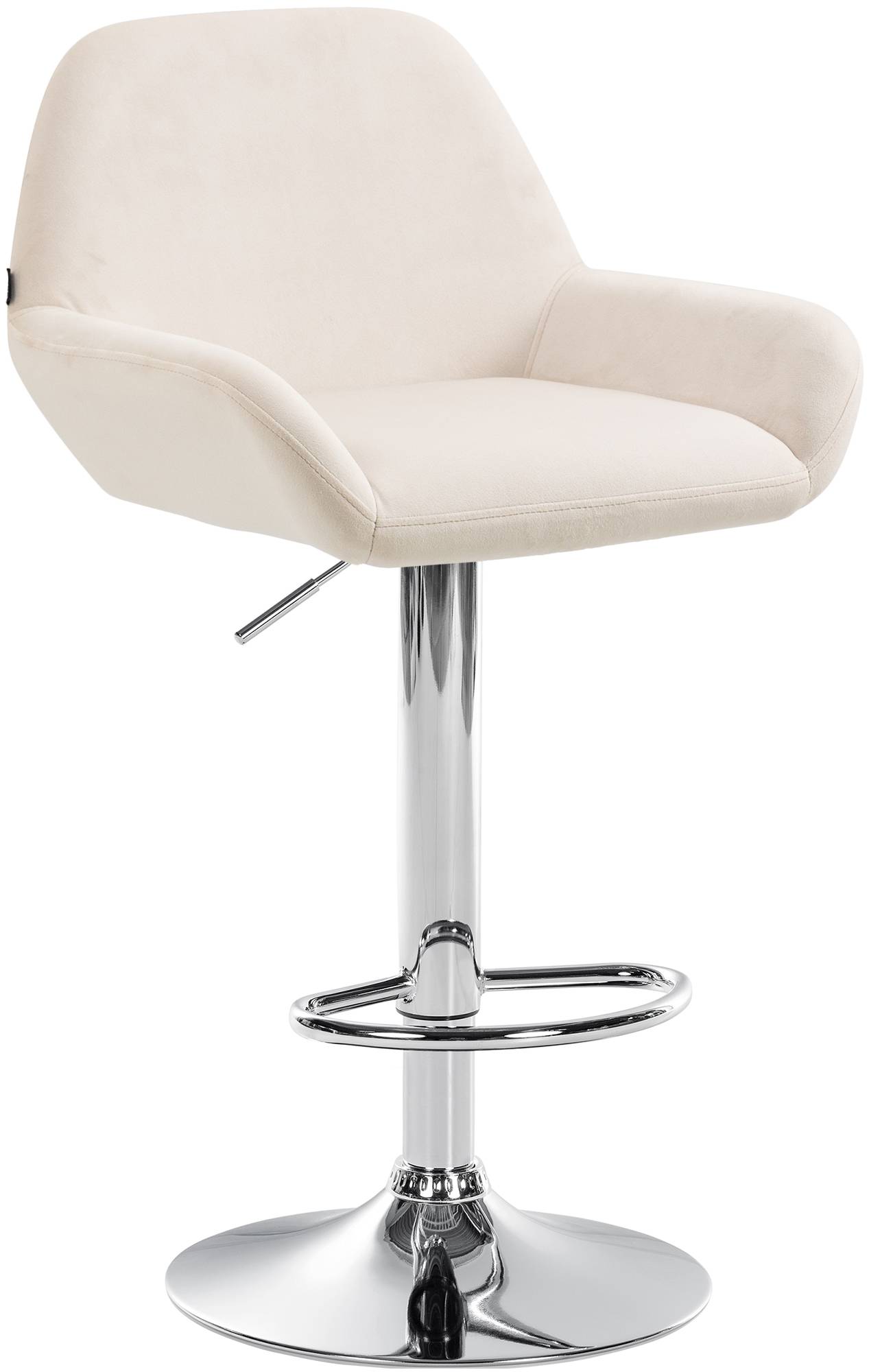 Moderne Fluwelen Barkruk - Velvet Kruk - Hoge Zithoogte & 360° Draaibaar Kleur crème Onderstel Kleur chroom