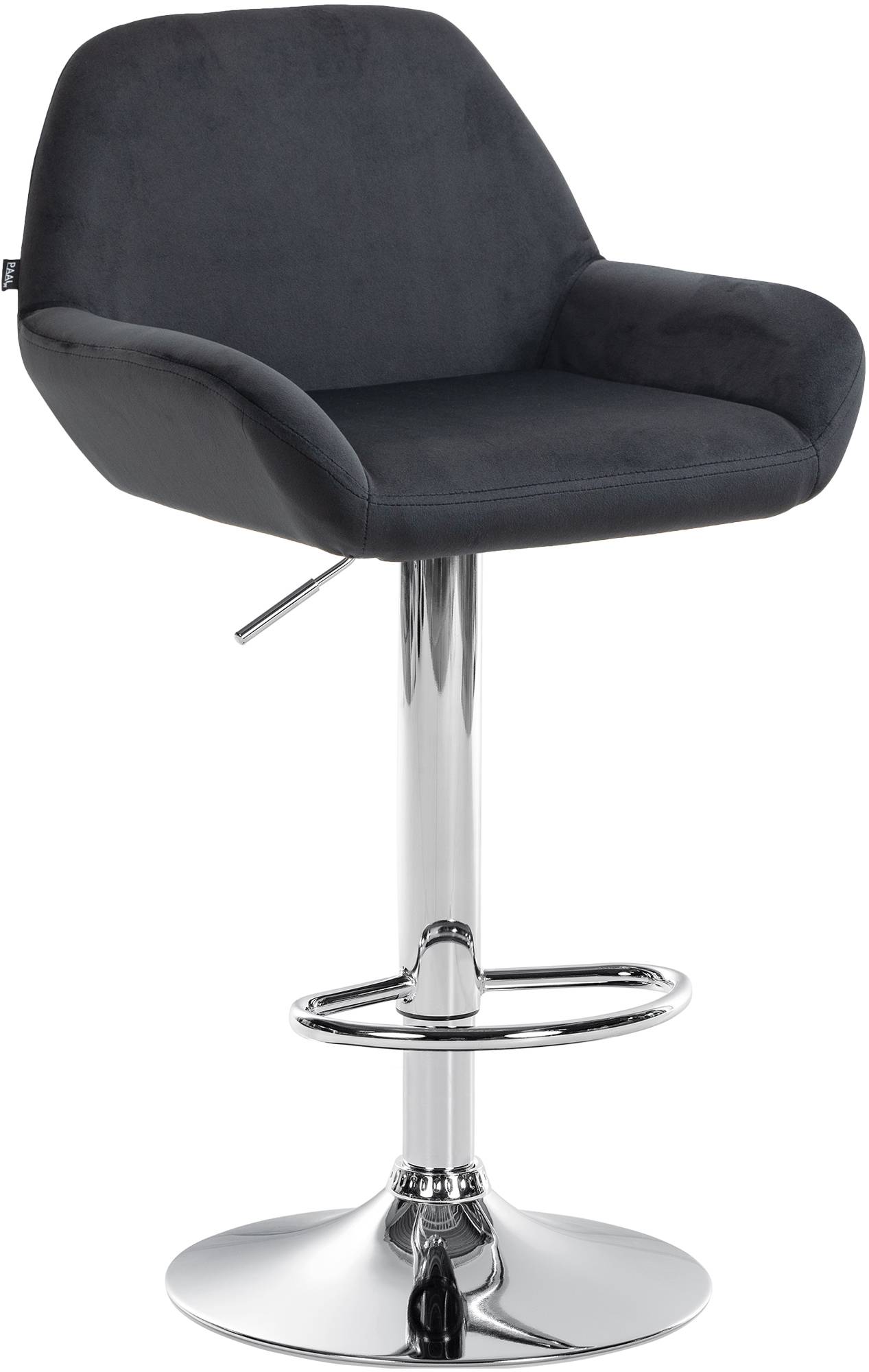 Moderne Fluwelen Barkruk - Velvet Kruk - Hoge Zithoogte & 360° Draaibaar Kleur zwart Onderstel Kleur chroom