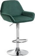 Moderne Fluwelen Barkruk - Velvet Kruk - Hoge Zithoogte & 360° Draaibaar Kleur donkergroen Onderstel Kleur chroom