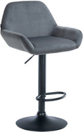 Moderne Fluwelen Barkruk - Velvet Kruk - Hoge Zithoogte & 360° Draaibaar Kleur donkergrijs Onderstel Kleur zwart