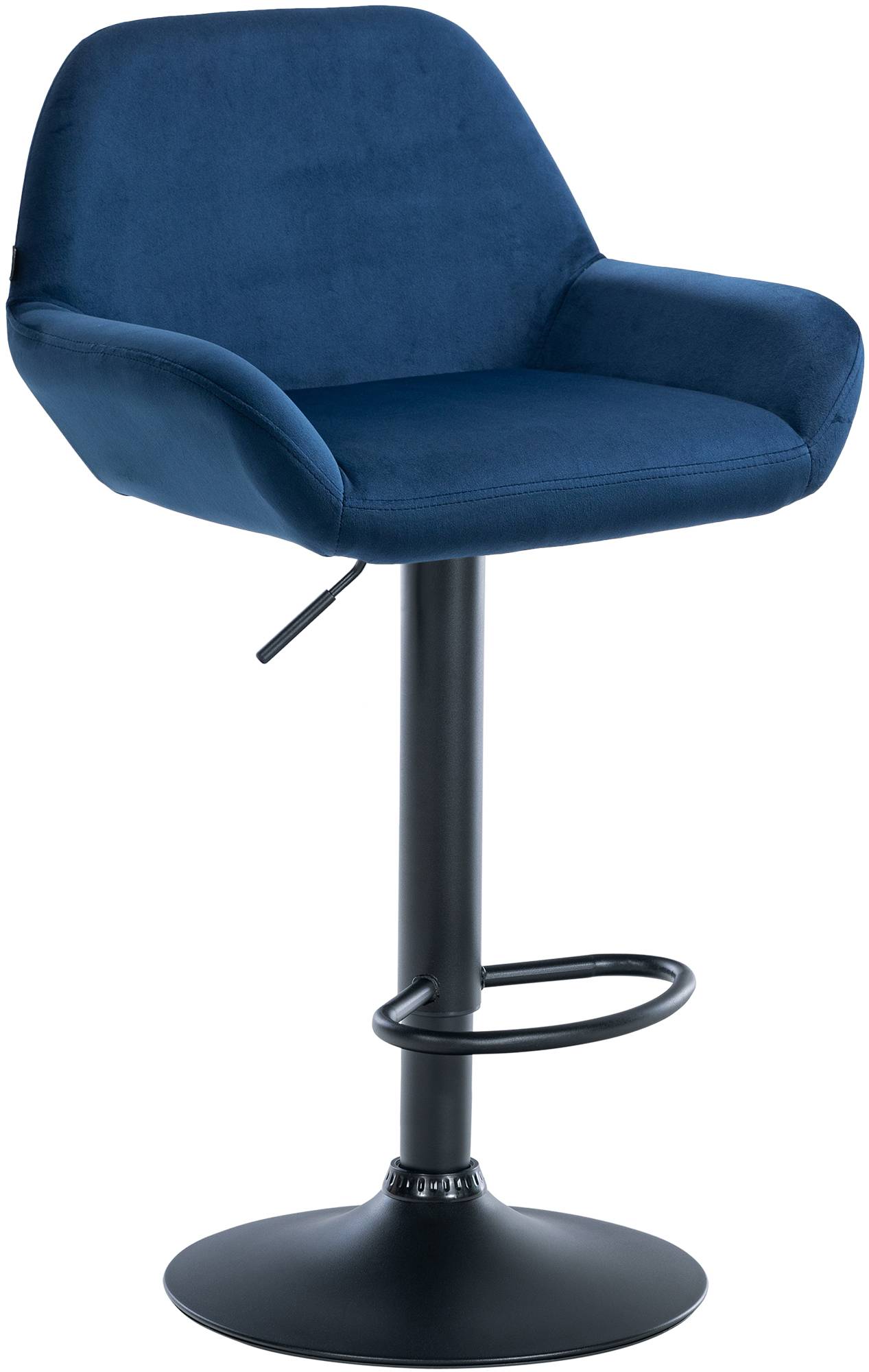 Moderne Fluwelen Barkruk - Velvet Kruk - Hoge Zithoogte & 360° Draaibaar Kleur blauw Onderstel Kleur zwart