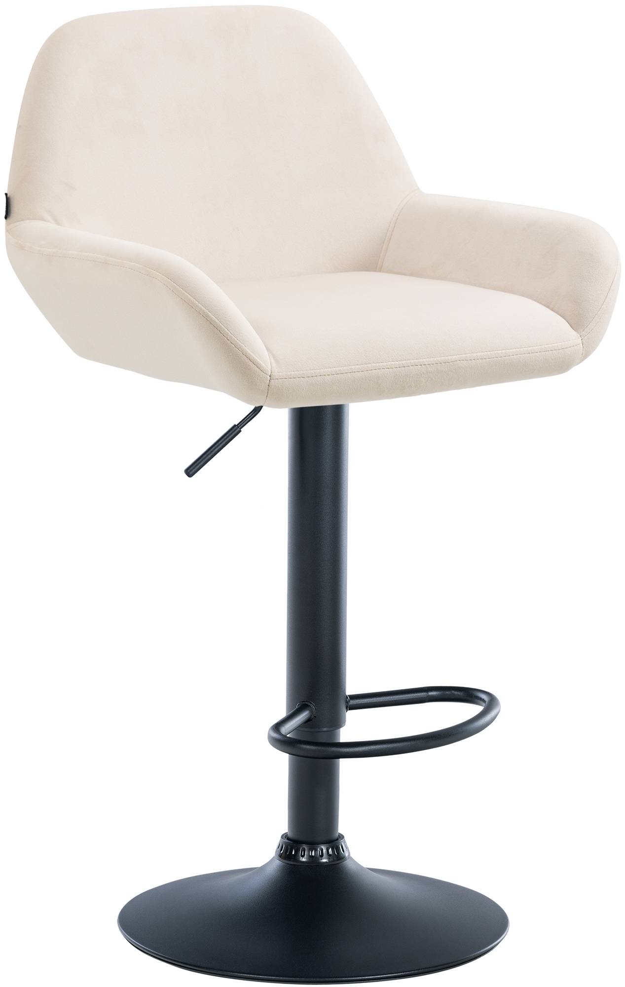 Moderne Fluwelen Barkruk - Velvet Kruk - Hoge Zithoogte & 360° Draaibaar Kleur crème Onderstel Kleur zwart