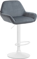 Moderne Fluwelen Barkruk - Velvet Kruk - Hoge Zithoogte & 360° Draaibaar Kleur donkergrijs Onderstel Kleur wit