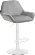 Moderne Fluwelen Barkruk - Velvet Kruk - Hoge Zithoogte & 360° Draaibaar Kleur grijs Onderstel Kleur wit