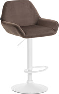 Moderne Fluwelen Barkruk - Velvet Kruk - Hoge Zithoogte & 360° Draaibaar Kleur bruin Onderstel Kleur wit