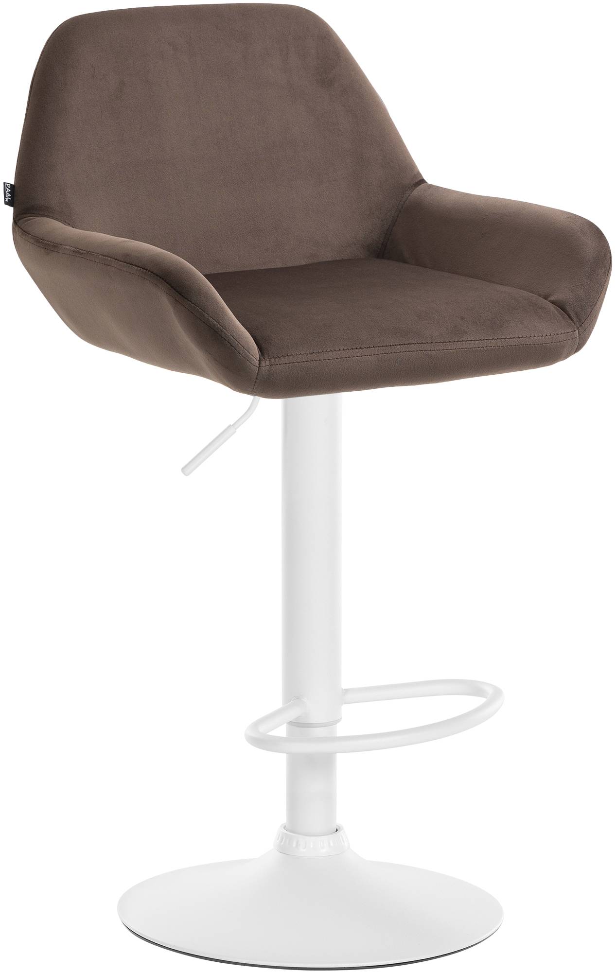Moderne Fluwelen Barkruk - Velvet Kruk - Hoge Zithoogte & 360° Draaibaar Kleur bruin Onderstel Kleur wit