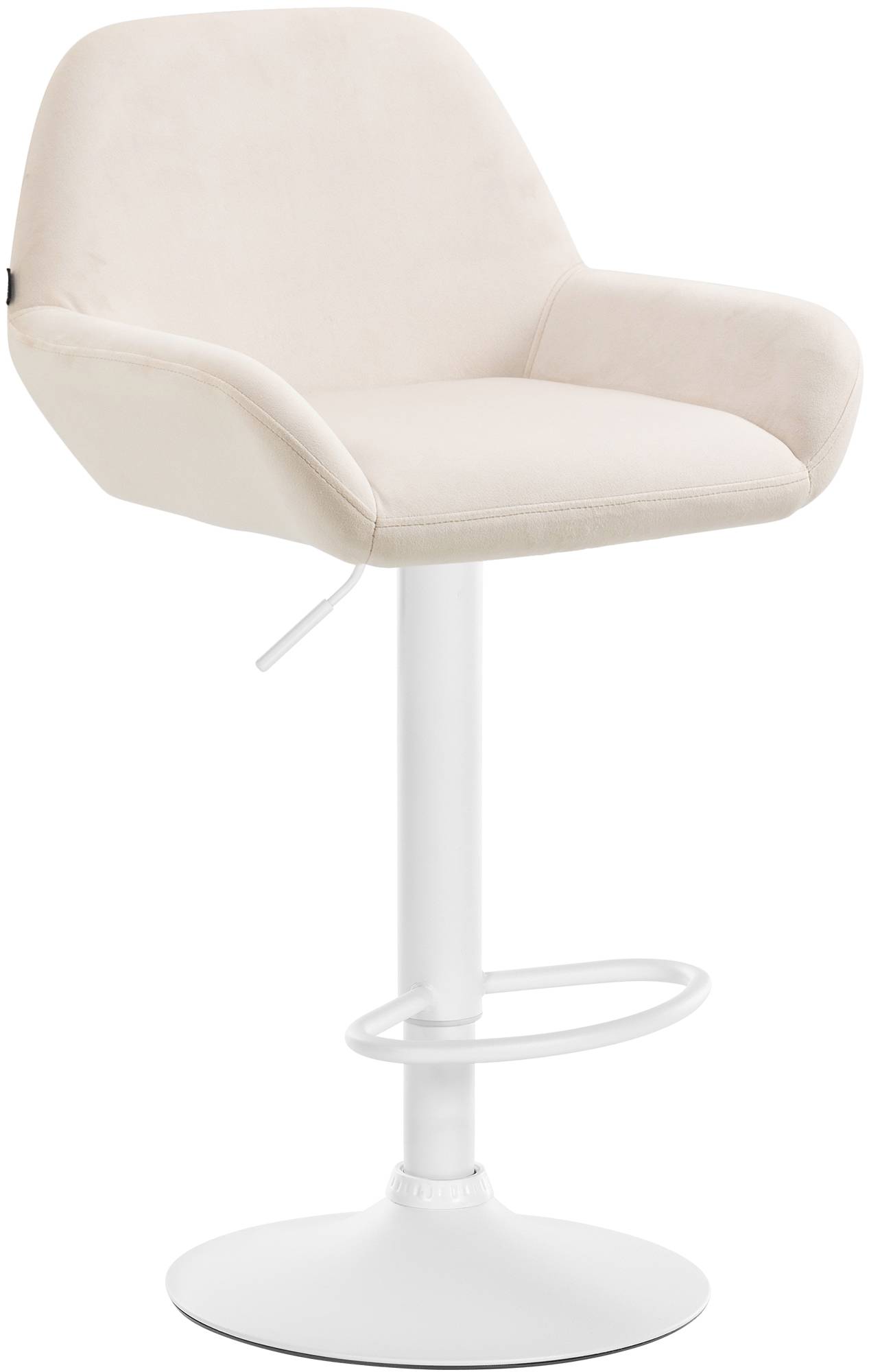 Moderne Fluwelen Barkruk - Velvet Kruk - Hoge Zithoogte & 360° Draaibaar Kleur crème Onderstel Kleur wit