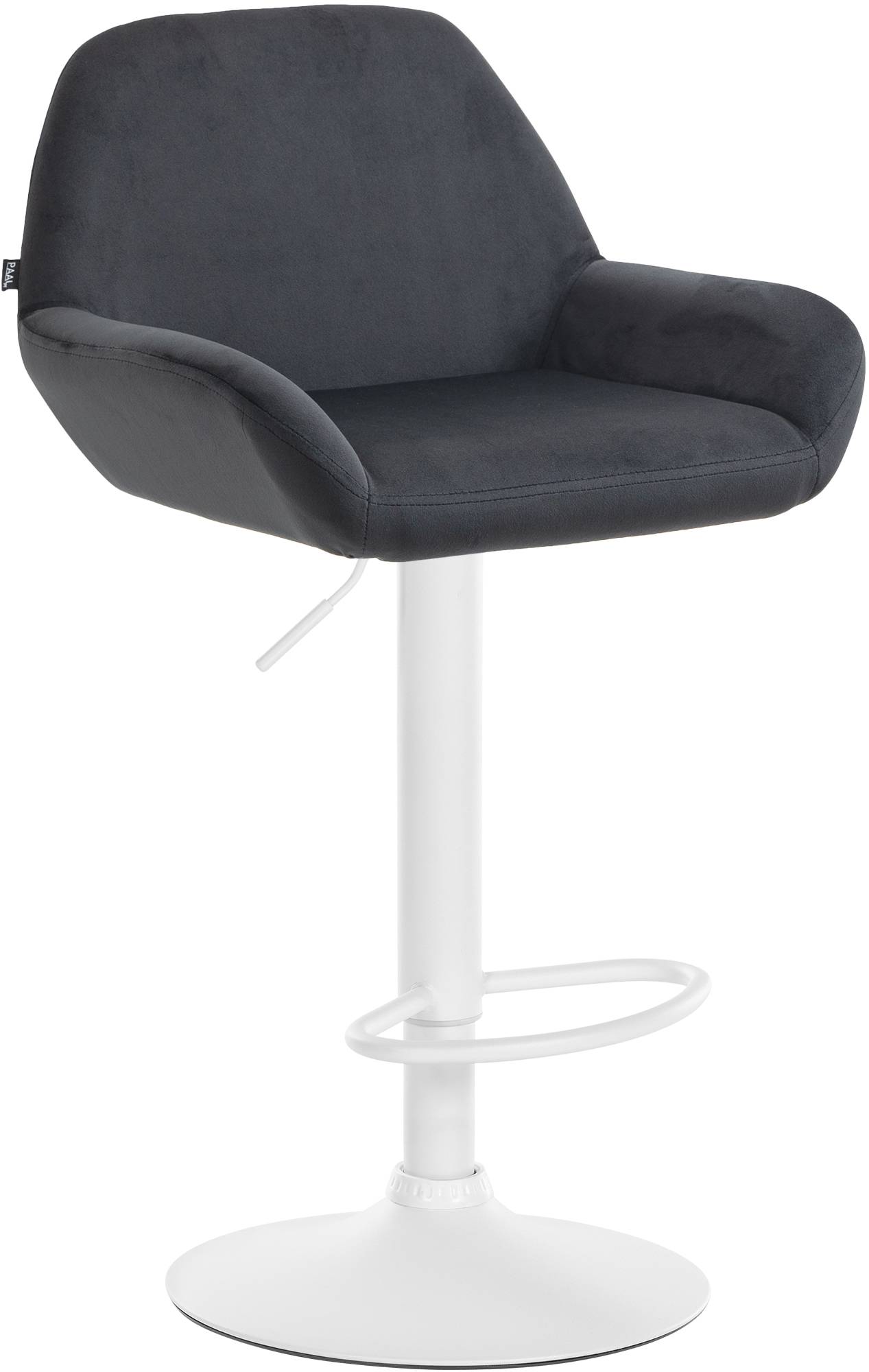 Moderne Fluwelen Barkruk - Velvet Kruk - Hoge Zithoogte & 360° Draaibaar Kleur zwart Onderstel Kleur wit