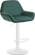 Moderne Fluwelen Barkruk - Velvet Kruk - Hoge Zithoogte & 360° Draaibaar Kleur donkergroen Onderstel Kleur wit