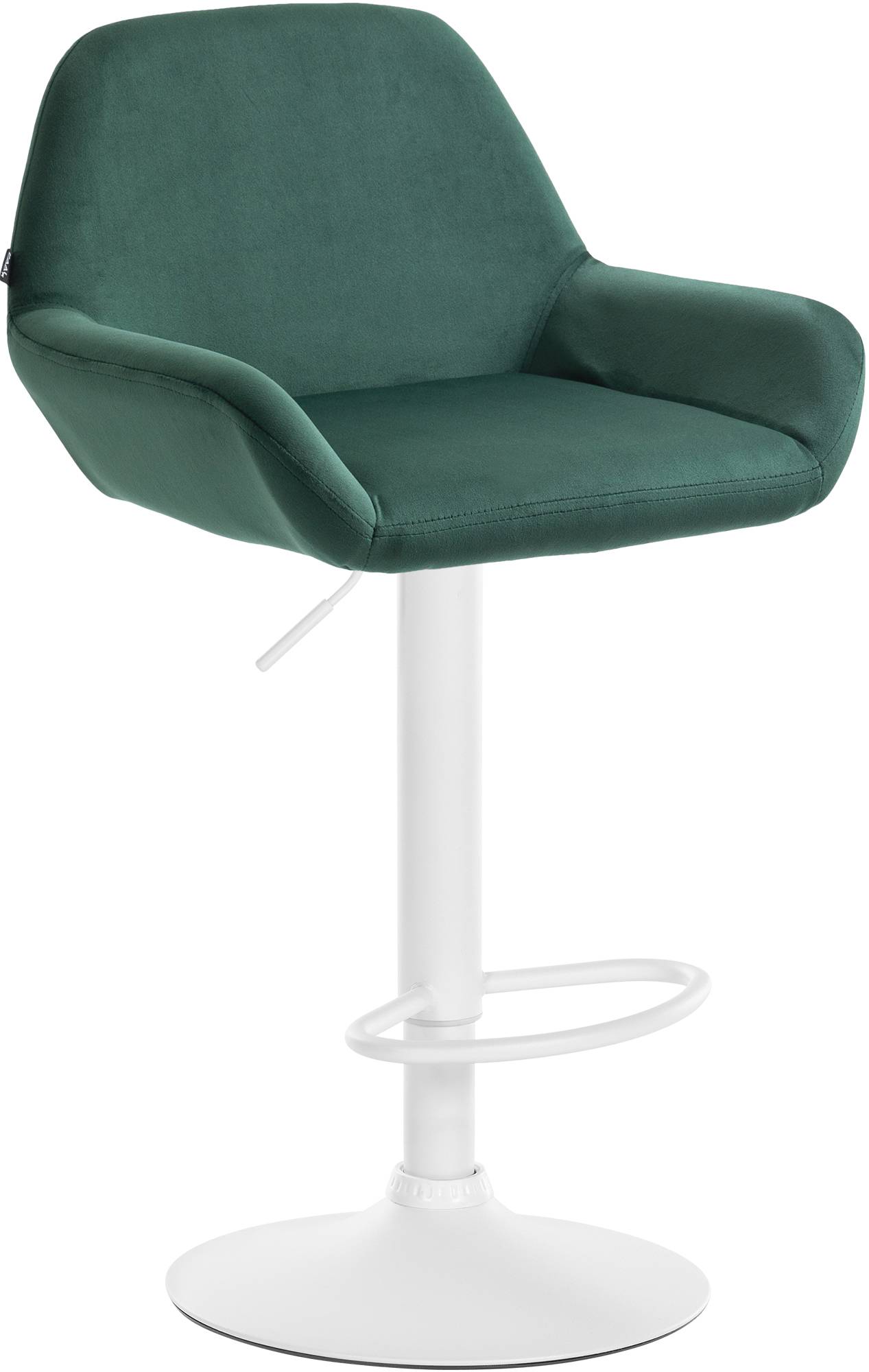 Moderne Fluwelen Barkruk - Velvet Kruk - Hoge Zithoogte & 360° Draaibaar Kleur donkergroen Onderstel Kleur wit